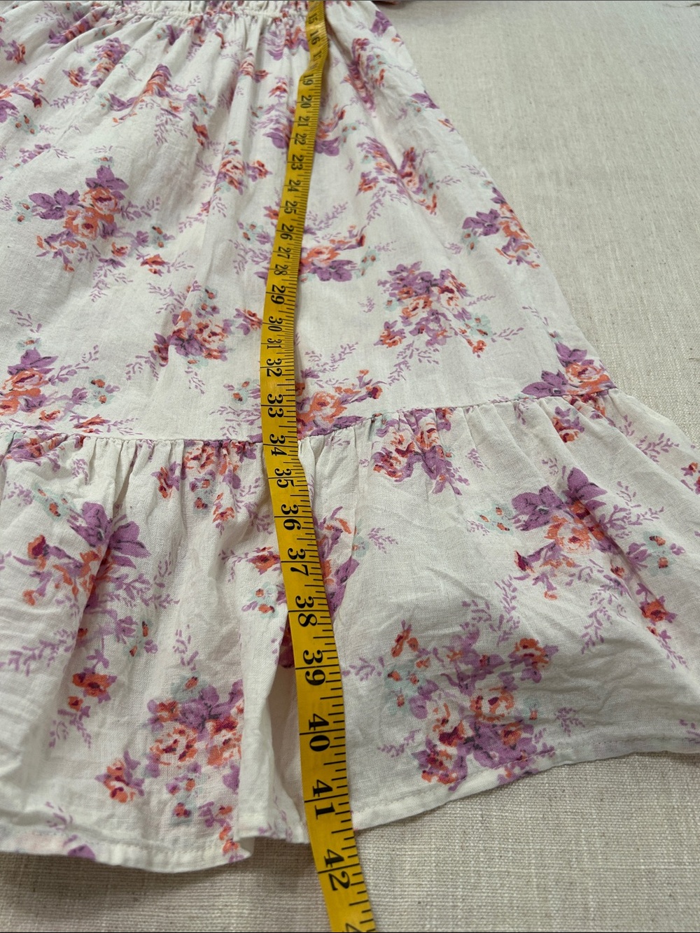 Dizzy Lizzy Dress Floral Puff-Sleeve Smocked Waist Ruffle Tier Hem Cottage Midi - Picture 11 of 16
